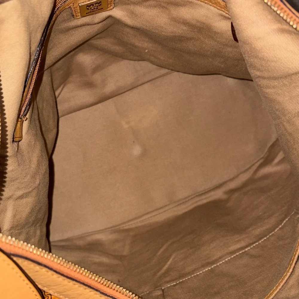 MCM Cognac Monogram Shoulder Hobo Bag ( Serial E0451)